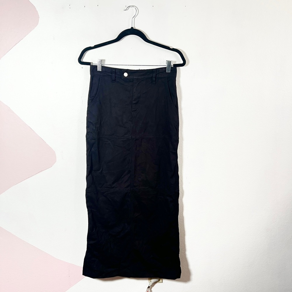 Black Denim Long Maxi Skirt Size 6‎ Minimalist Classic Western Streetwear